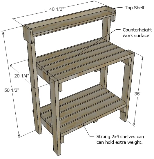 Potting bench store height